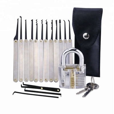 15 Pieces Lock Pick Set With Transparent Practice Locks For Locksmith Beginners Picking Tools Kit Training Set