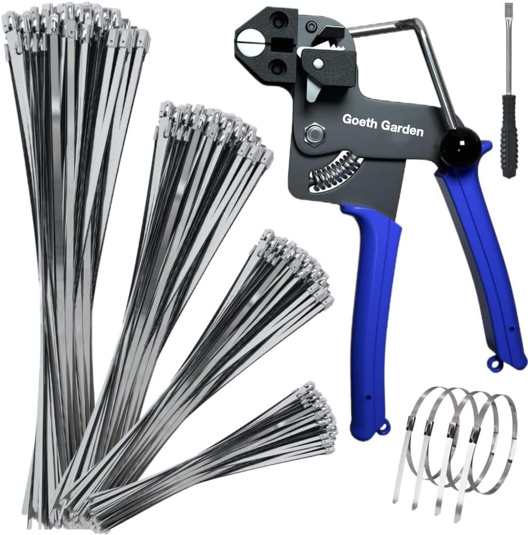 WCT322 Stainless Steel Cable Tie Gun for Fastening and Cutting up to 12mm Width Cable Ties,4 Size For Multi-purpose Cable Ties,