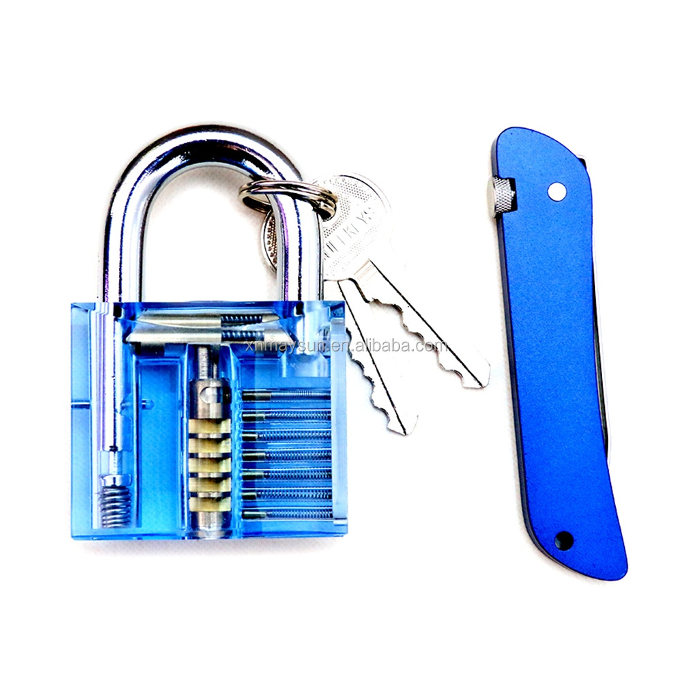 Transparent Visible Pick Hooks Lock Kit Cutaway Practice Padlock Lock With Broken Key Removing Extractor