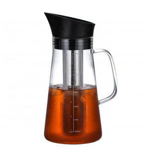 BPA Free Leak Proof Plastic Pitcher Cold Brew Iced Coffee Maker With Airtight Lid Silicone Handle Reusable Mesh Filter