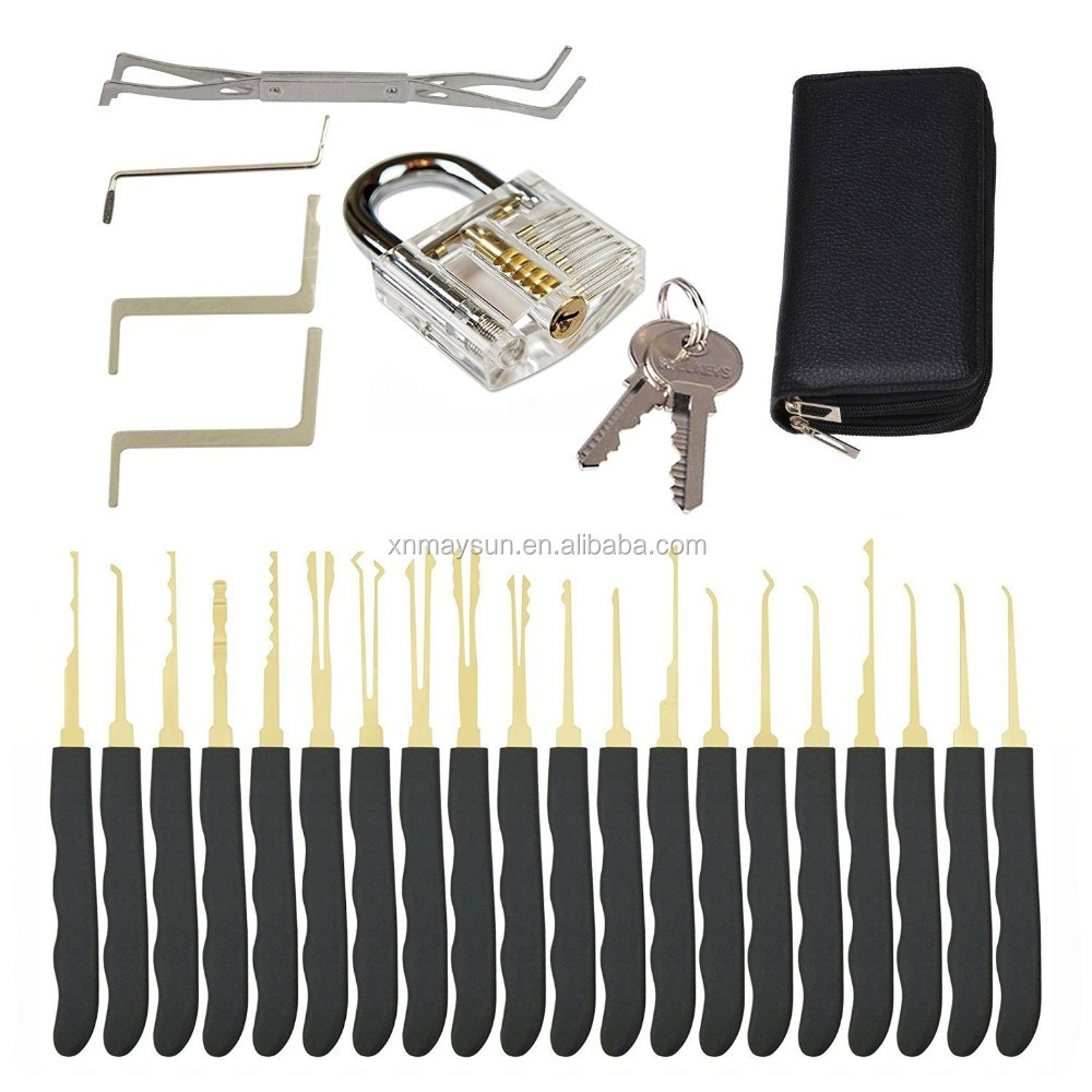 Discount Price Lock Pick Set Locksmith Tools For Padlock  21 Pin Transparent Lock Pick Set