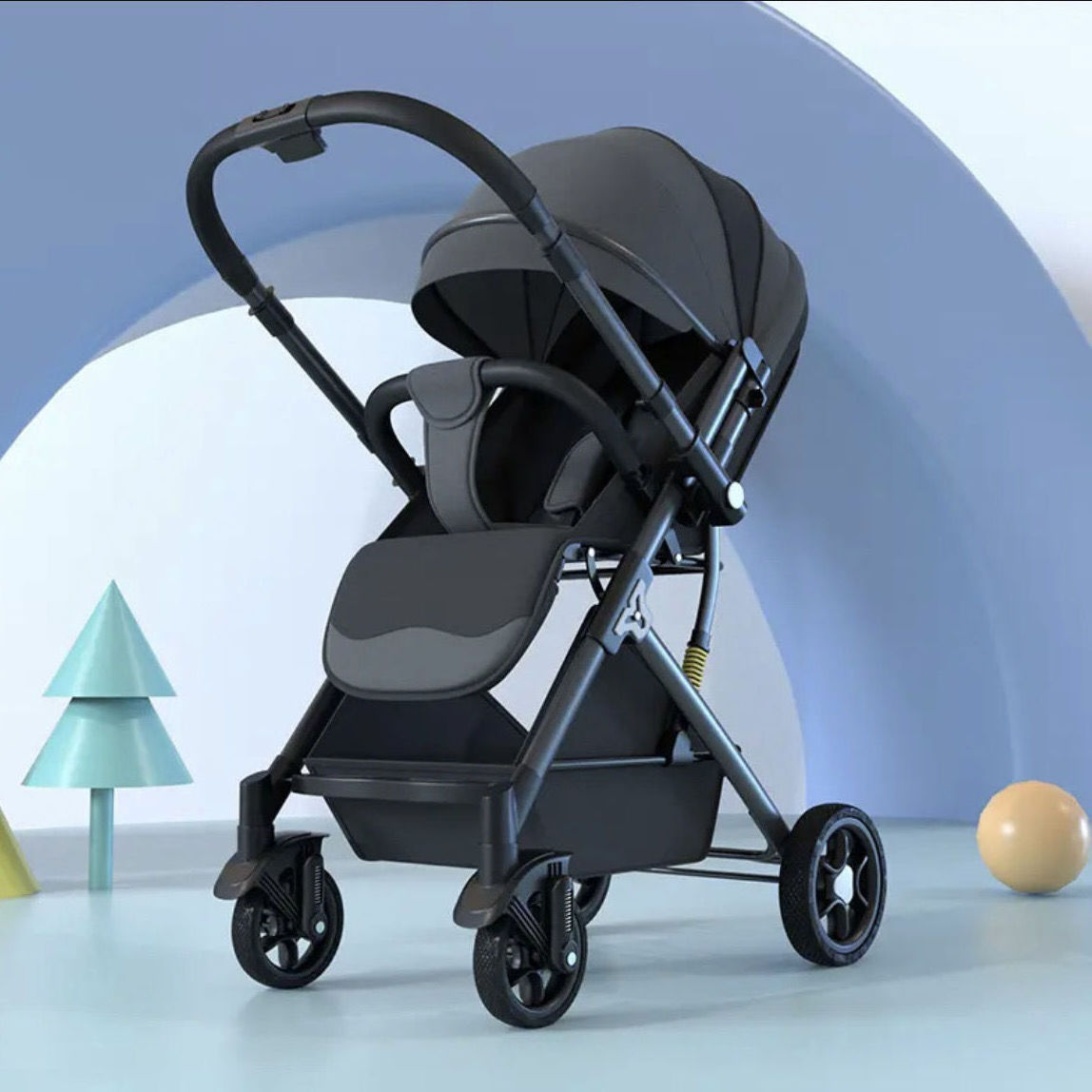 3 in 1 High Quality leather baby stroller Easy Foldable Portable Kids Stroller Adjustable Multi-function stroller baby seat