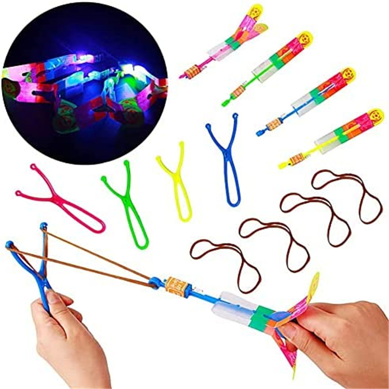 Glowing Sling Shot Catapult Arrows Flying Flash Rubber LED Light Emitting Slingshot Fun Elastic Kids Party Game Gift