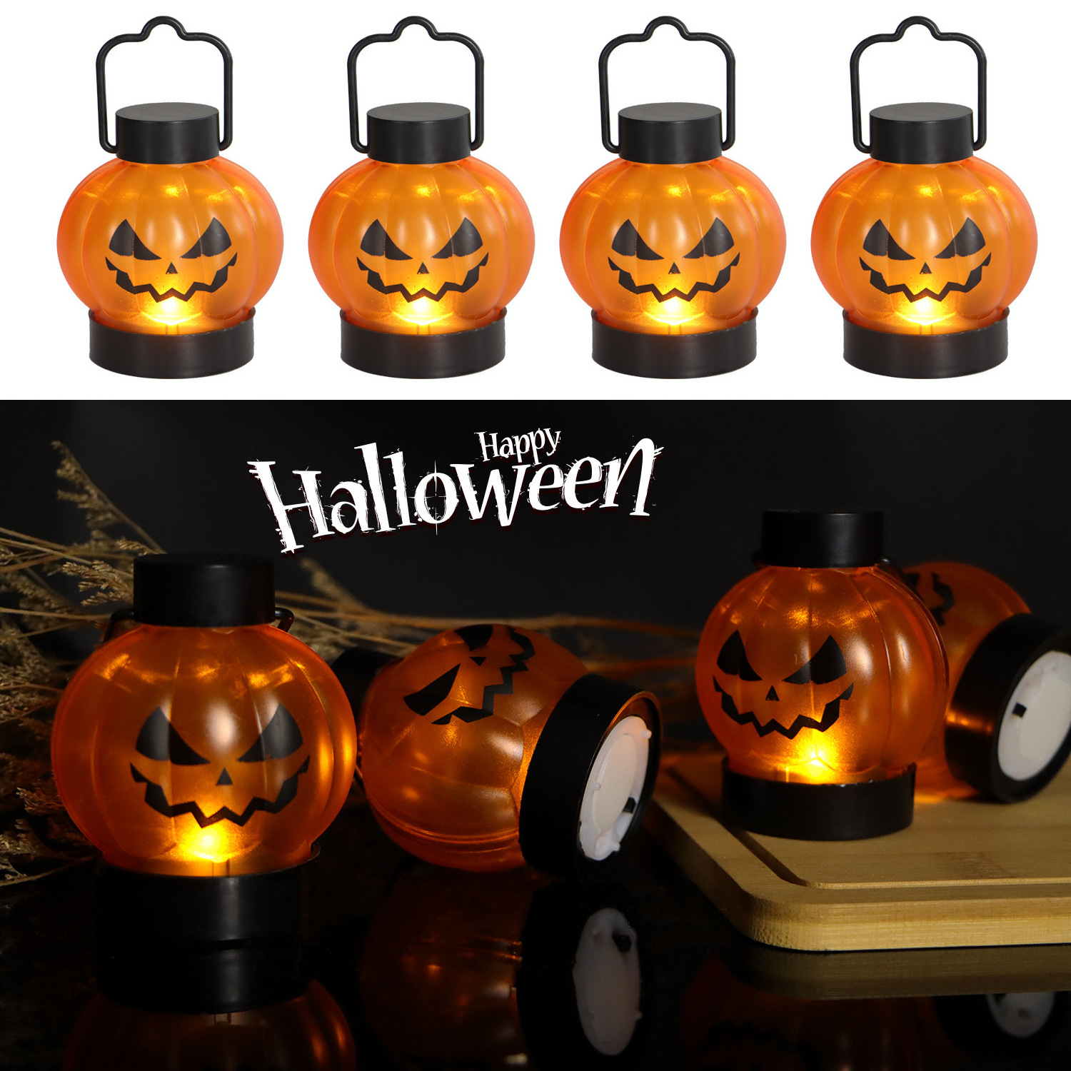 Halloween Pumpkin Lights Led Tea Light Battery Operated Portable Lantern Creative Home Party Bar Halloween Decorations