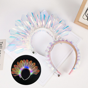 Light Up Headband Laser Luminous Hair Band Glitter Flashing Headpiece For Holiday Rave Nightclub Costume Party