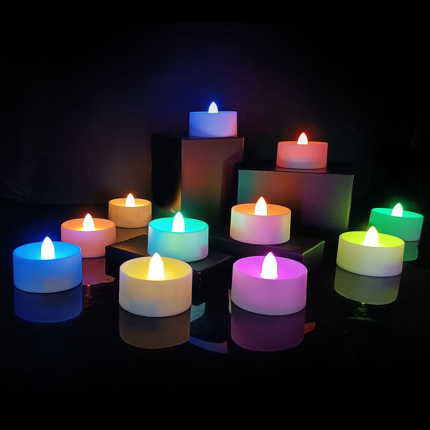 Long Lasting Color Changing Realistic Flickering Flameless Led Tea Light Tealight Remote Candles With Batteries For Party