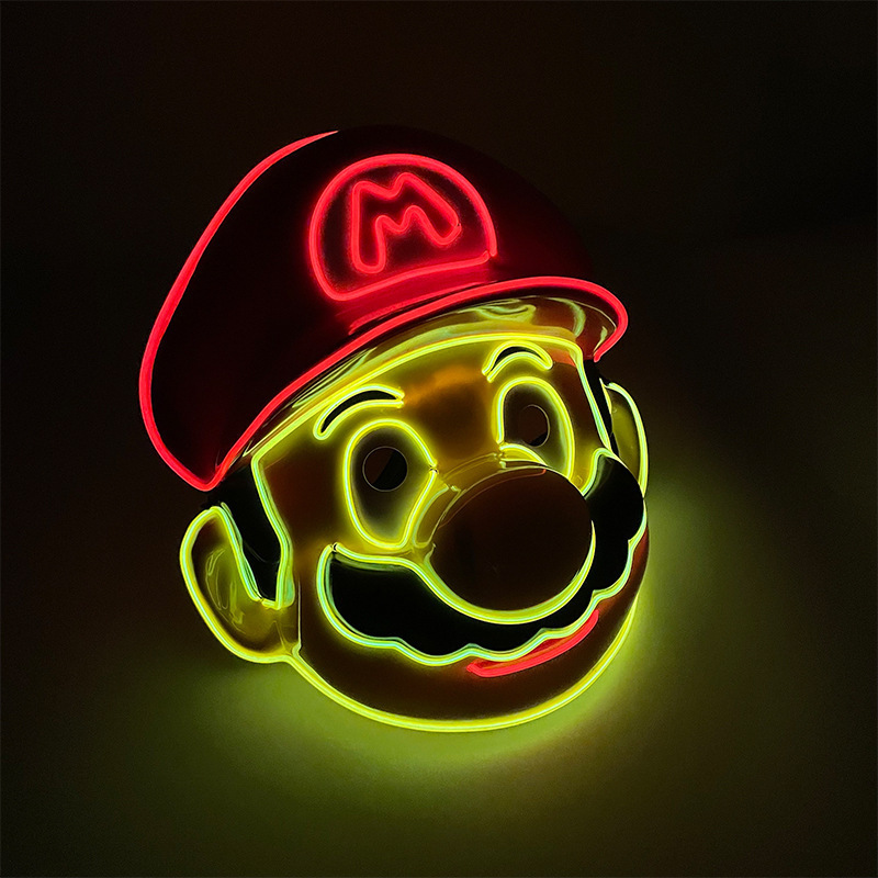 Led Cold Light Luminous Mario Super Mario Masks cartoon game Anime masquerade Party