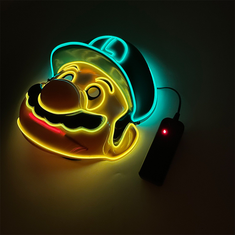 Led Cold Light Luminous Mario Super Mario Masks cartoon game Anime masquerade Party