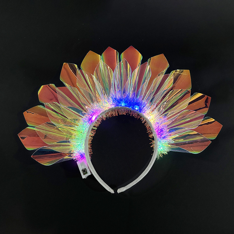 Light Up Headband Laser Luminous Hair Band Glitter Flashing Headpiece For Holiday Rave Nightclub Costume Party