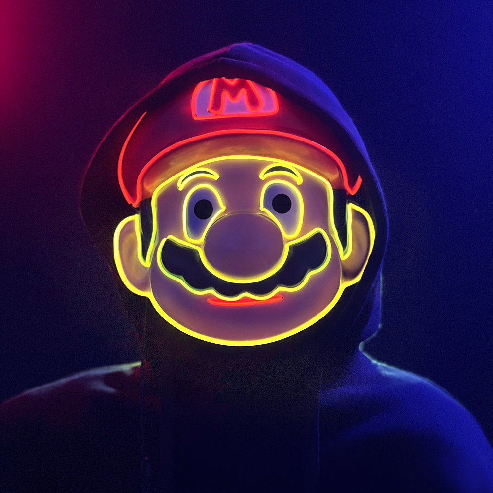 Led Cold Light Luminous Mario Super Mario Masks cartoon game Anime masquerade Party