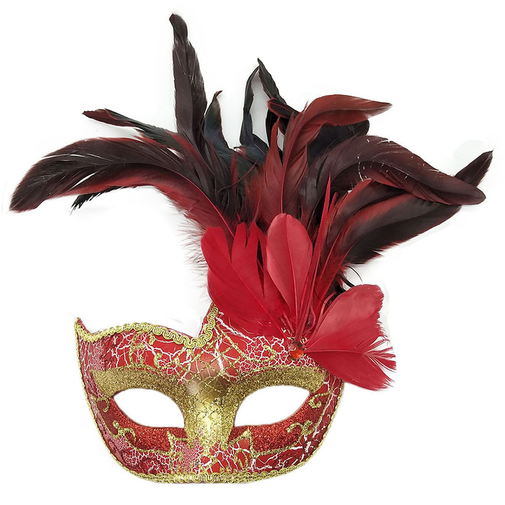 Hstyle Lace Venetian Mask Venice Feather Flower Wedding Carnival Party Performance Red Costume Fashion Lady Mask Masquerade