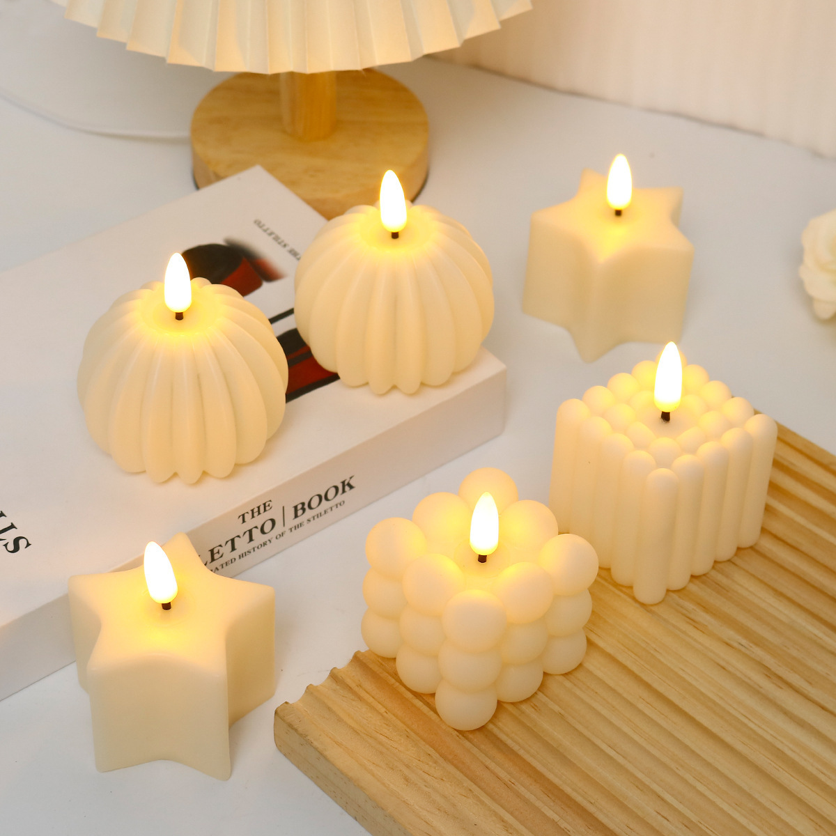 Golden Supplier Latern Led Candle Light Flameless Little Rubik's Cube Star Pumpkin Led Candle Star