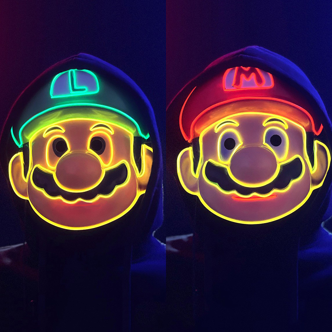 Led Cold Light Luminous Mario Super Mario Masks cartoon game Anime masquerade Party