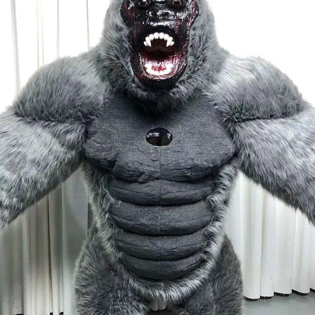 Customized 2.6m Inflatable King Kong Costume Halloween Plush Furry Mascot Animal Carnival Dress Suit Fur Gorilla Costume