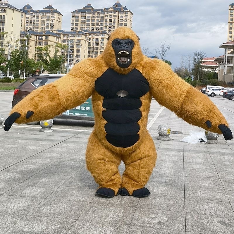 Customized 2.6m Inflatable King Kong Costume Halloween Plush Furry Mascot Animal Carnival Dress Suit Fur Gorilla Costume