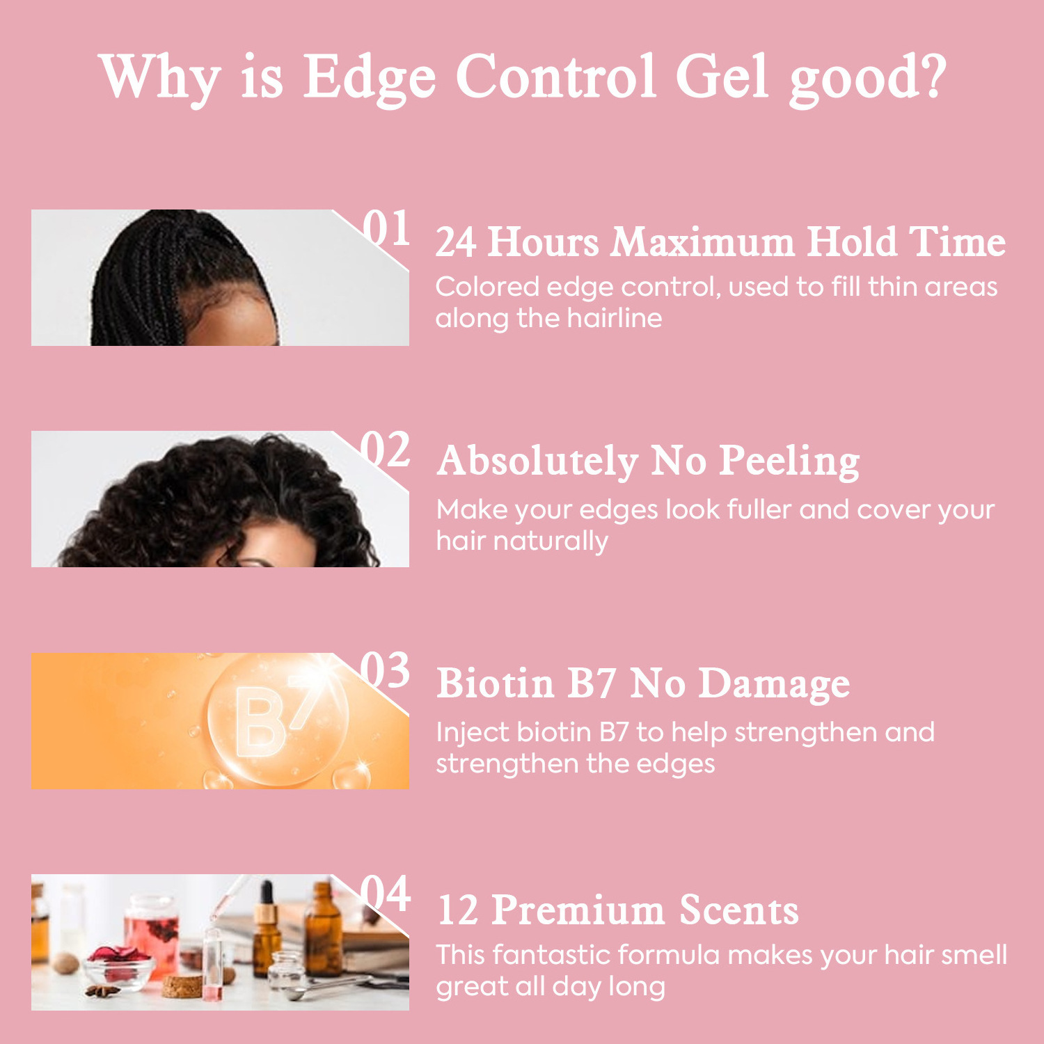 Hair Styling Product Edge Control Wax Private Label Lace Glue For Wigs 24 Strong Hold Hair Edge Control Gel Mousse