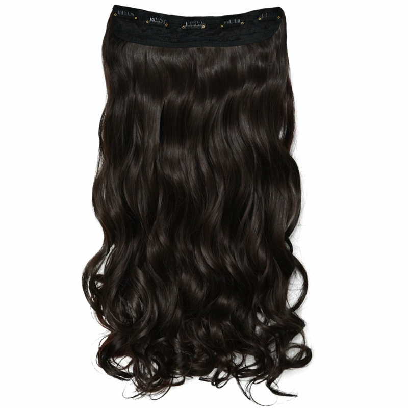 Xianniao Wholesale 3/4 Full Head Black Curly Wave 5 Clip In On Synthetic Hair Extensions Hair Pieces For Women