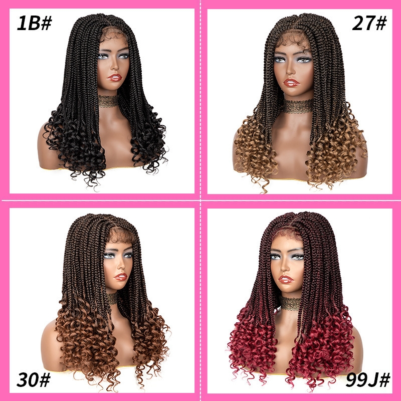 Factory Supply Women Premium Glueless Synthetic Hair Lacefront Wig Box Braid Hand Made African Braided Lace Wig with Baby Hair