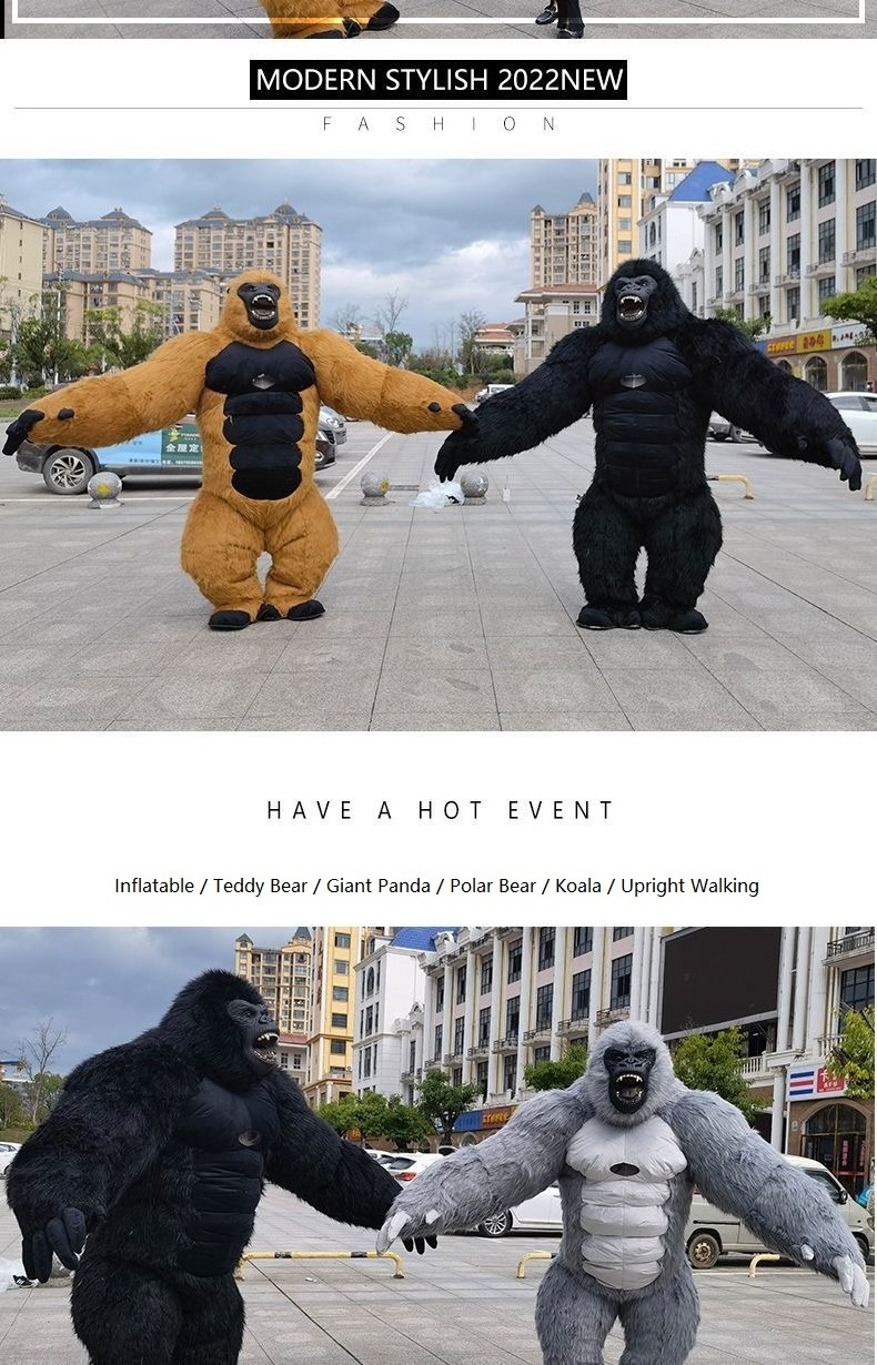 High Quality Inflatable King KongRealistic Gorilla Costume 2.6m Anime Cosplay Mascotte Theme Fancy Dress Carnival