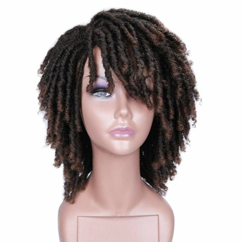 Synthetic Crochet Twist Braids Wig Short Dreadlock Wig Afro Curly Hair Braiding Wigs Africa Hairstyle For Black Women And Men