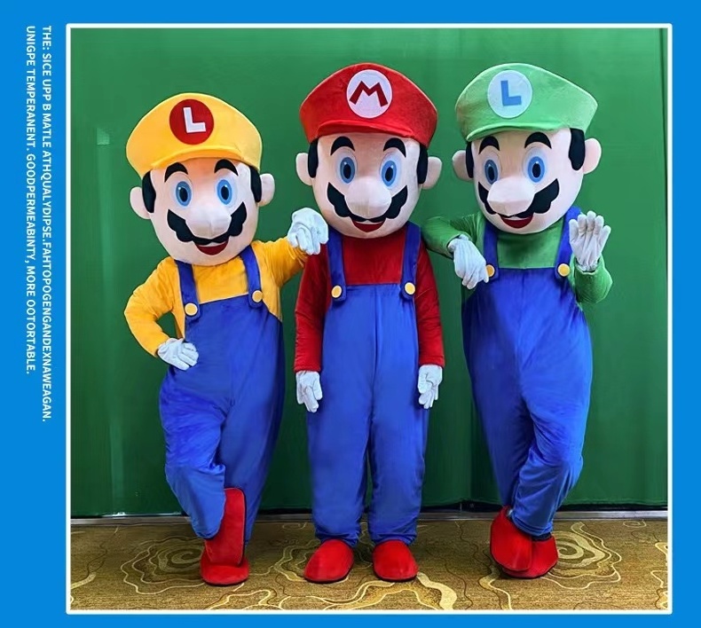 Popular MOQ 1 PIECE Cartoon Character Super Mario Mascot Costumes for Sale Super Mario Holiday Event Costumes