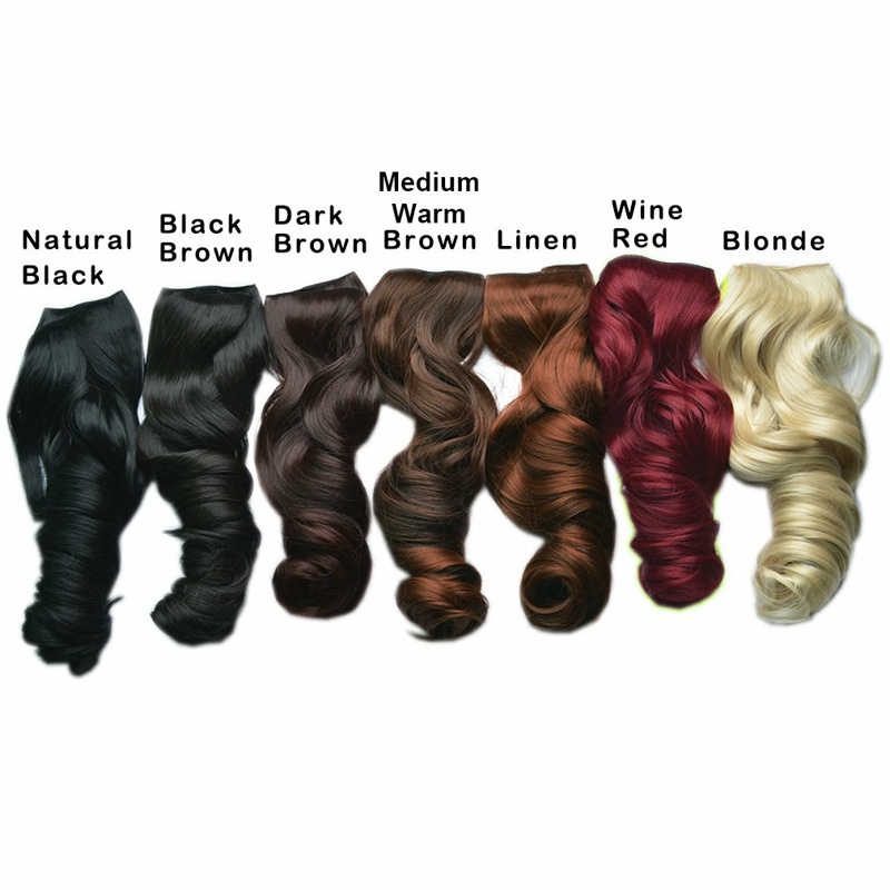 Xianniao Wholesale 3/4 Full Head Black Curly Wave 5 Clip In On Synthetic Hair Extensions Hair Pieces For Women