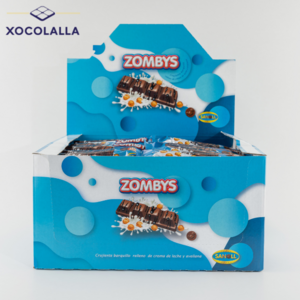 Crunchy wafer filled with milk cream and hazelnuts "ZOMBYS", 2.15 kg display box, 96 unit per box, chocolate snack