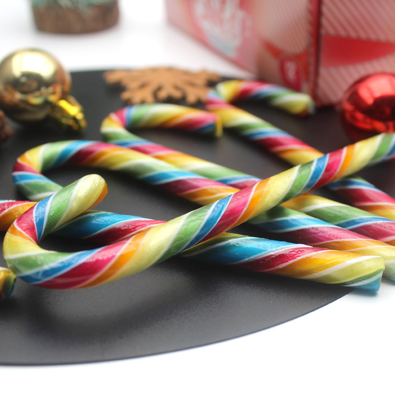 10g*12pcs Christmas Series Candy Cane Mint Flavor Rainbow Decorating Christmas Tree Customized Packaging Halal Christmas Cane