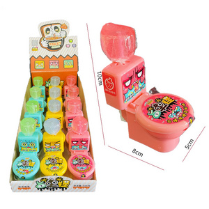 custom logo factory halal sweet kids candy toy Funny Toilet Toy Packing Sweet Lollipop With Sour Powder Candy