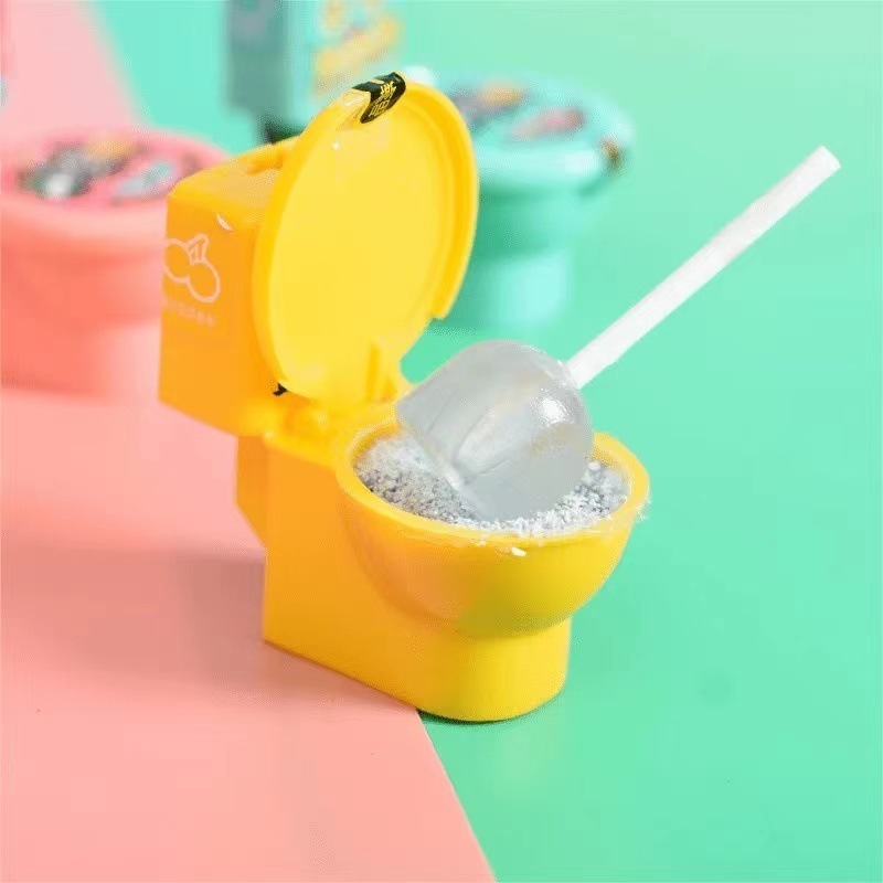 custom logo factory halal sweet kids candy toy Funny Toilet Toy Packing Sweet Lollipop With Sour Powder Candy