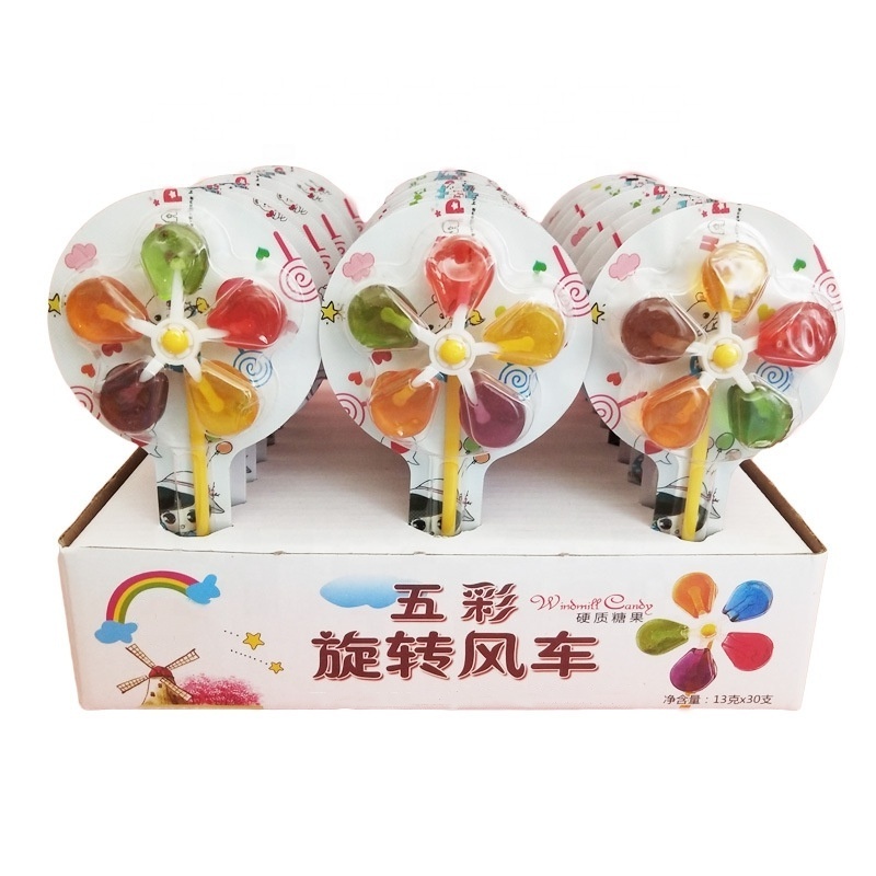 Children Creative Snacks Colorful Spinning Windmills Candy Lollipops with Multi- Fruits Flavored Toy Candies