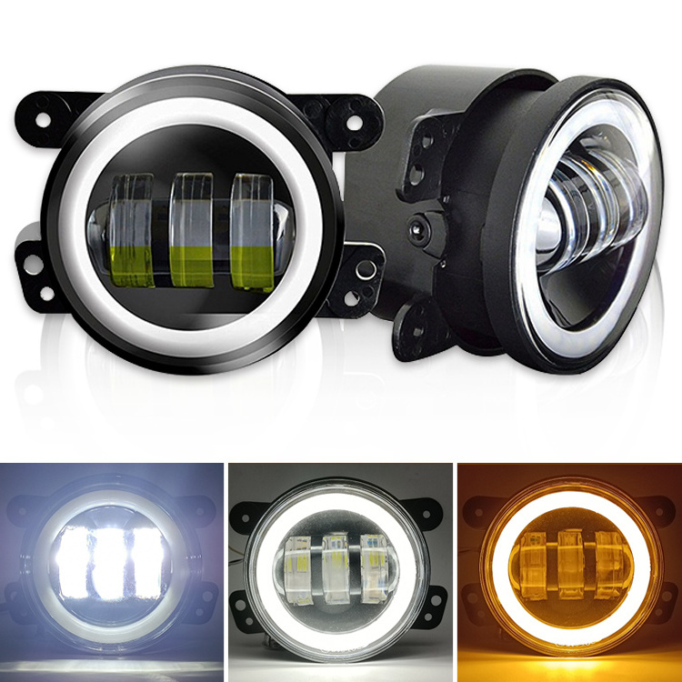 4 inch fog lamp Halo Ring Angle Eye lens spotlight  DRL 12v led headlights for jeep wrangler led off road 4 inch led fog lights