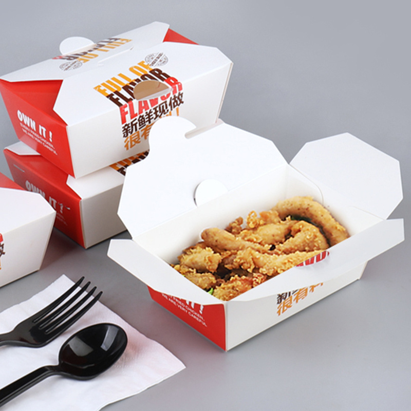 Flexography printing custom hamburger fries fried chicken wings fast food takeout chicken chop food packaging box