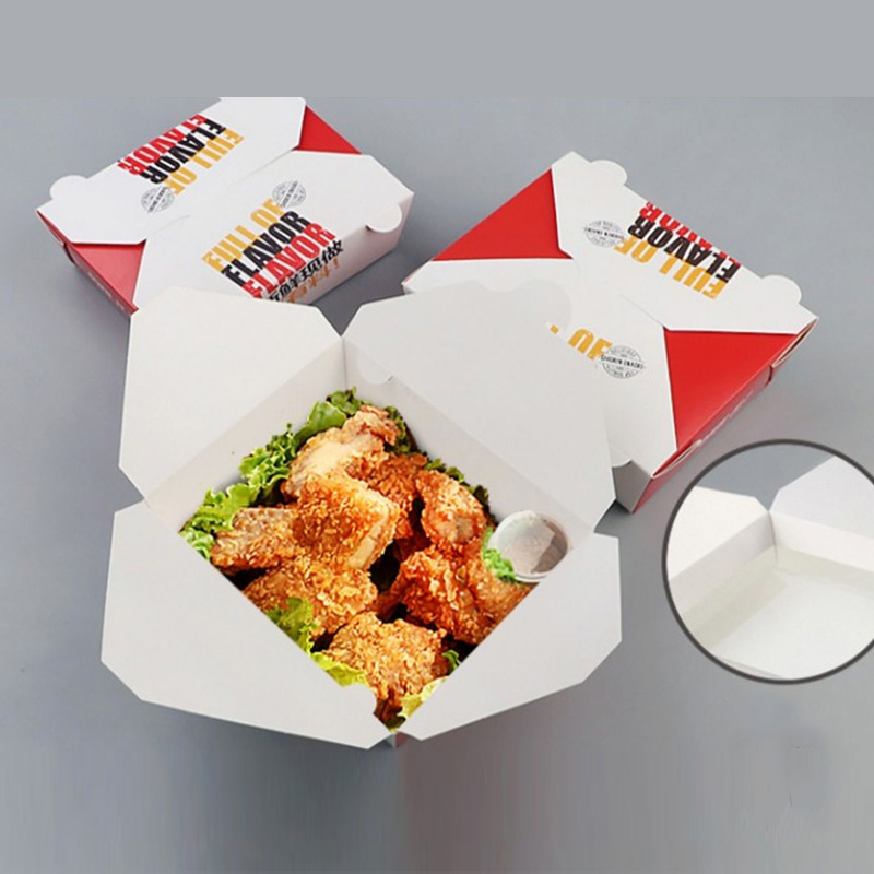 Disposable flexography printing LOGO Bento Cake Box Chicken Chop Fries Cookies Fast Food Packaging Burger Case