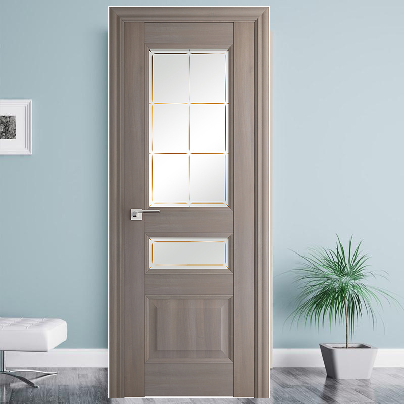 Hotel pvc bathroom door glass inserts wooden frame door pvc coating door for sale