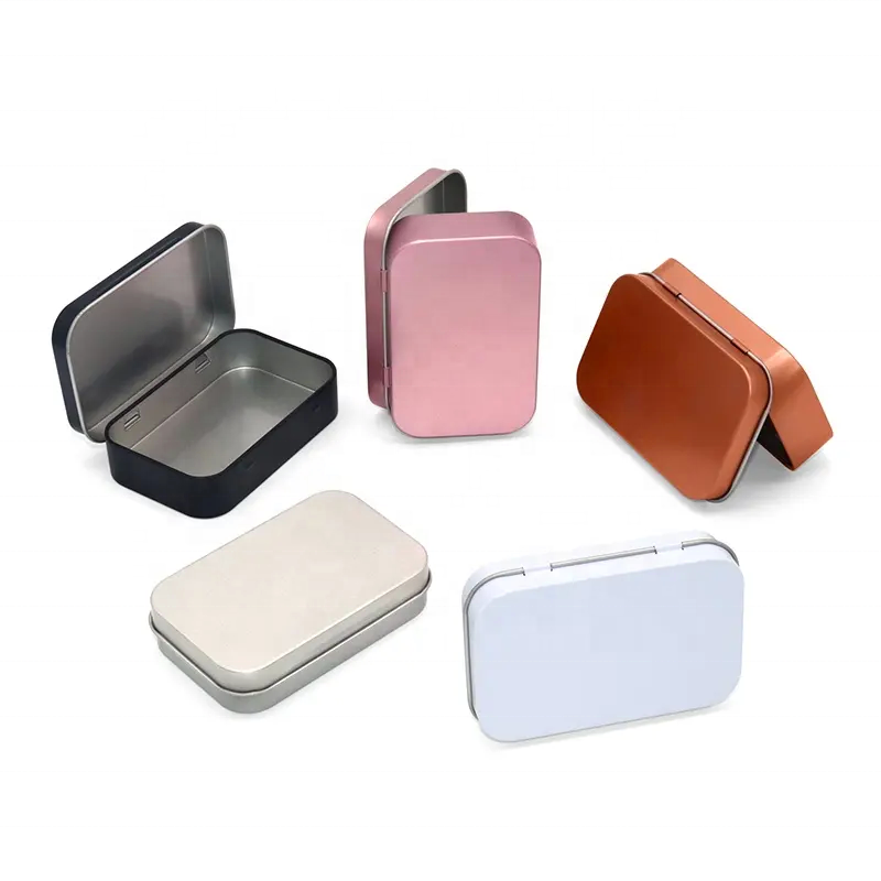 Custom Small Hinged Lid Cigarette Tin Case Gift Candy Mint Makeup Tools Storage Rectangular Container Metal Tin Box