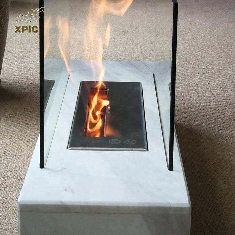 China Factory Price Sale Outdoor Firepit white marble tabletop fireplace