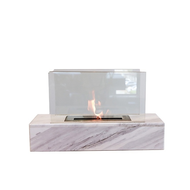 Outdoor Cover Surround White Marble Fireplace Table