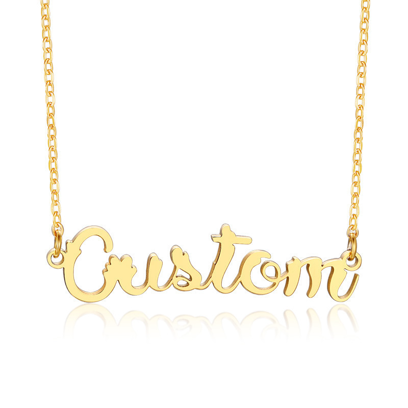 Minimum 1 Pc Necklace Personalized Letter Stainless Steel Name Custom Chain Necklace 18K Gold Plated Women Jewelry