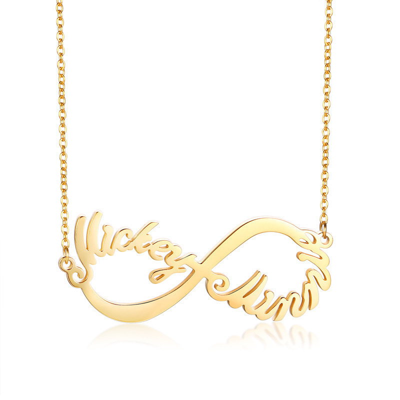 Minimum 1 Pc Necklace Personalized Letter Stainless Steel Name Custom Chain Necklace 18K Gold Plated Women Jewelry