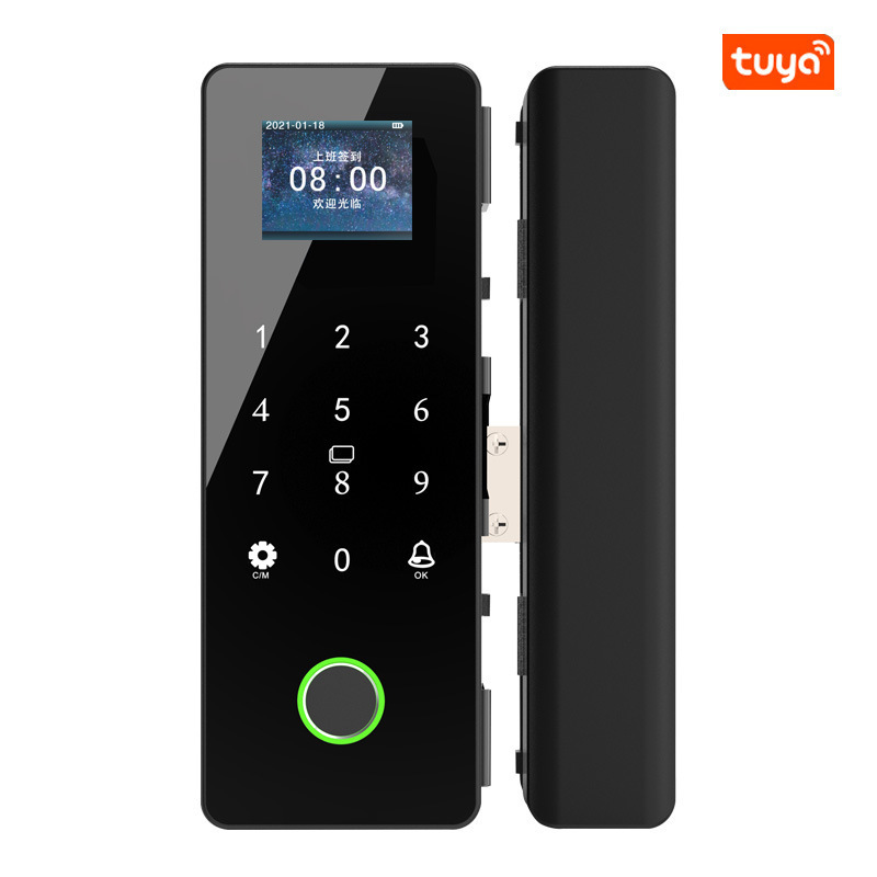 Office Wifi Tuya Smart Lock Fingerprint Lock Glass Door Sliding Door without Hole Office Door Keyless Home Remote Control Lock