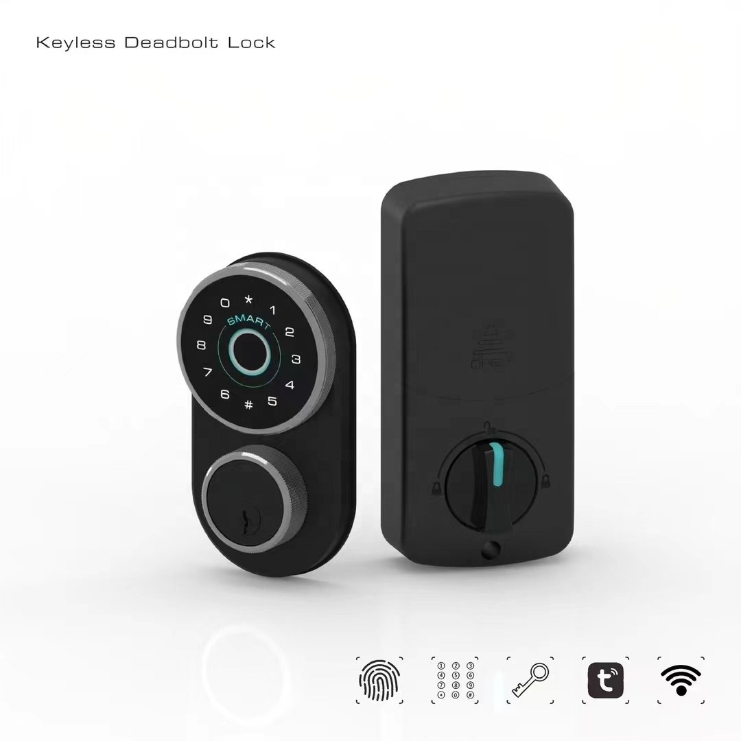 New hotsale US standard single latch deadbolt Tuya WIFI Bluetooth security door lock Biometric Fingerprint Smart Door lock