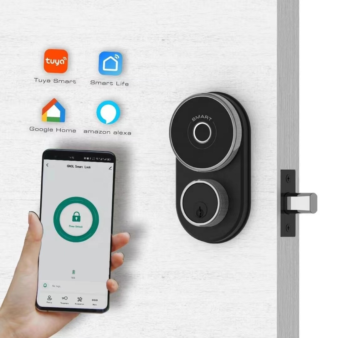 New hotsale US standard single latch deadbolt Tuya WIFI Bluetooth security door lock Biometric Fingerprint Smart Door lock