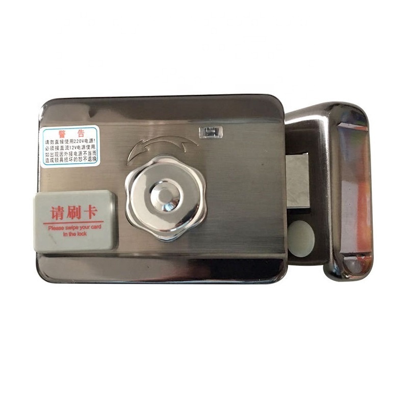 Iron Metal Wooden Door Electric Lock Rim Door Lock with rfid card and remote control for gate door