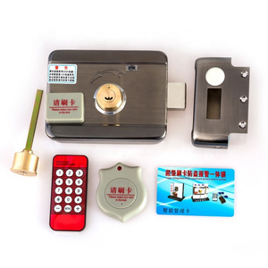 Iron Metal Wooden Door Electric Lock Rim Door Lock with rfid card and remote control for gate door