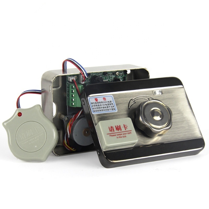 Iron Metal Wooden Door Electric Lock Rim Door Lock with rfid card and remote control for gate door