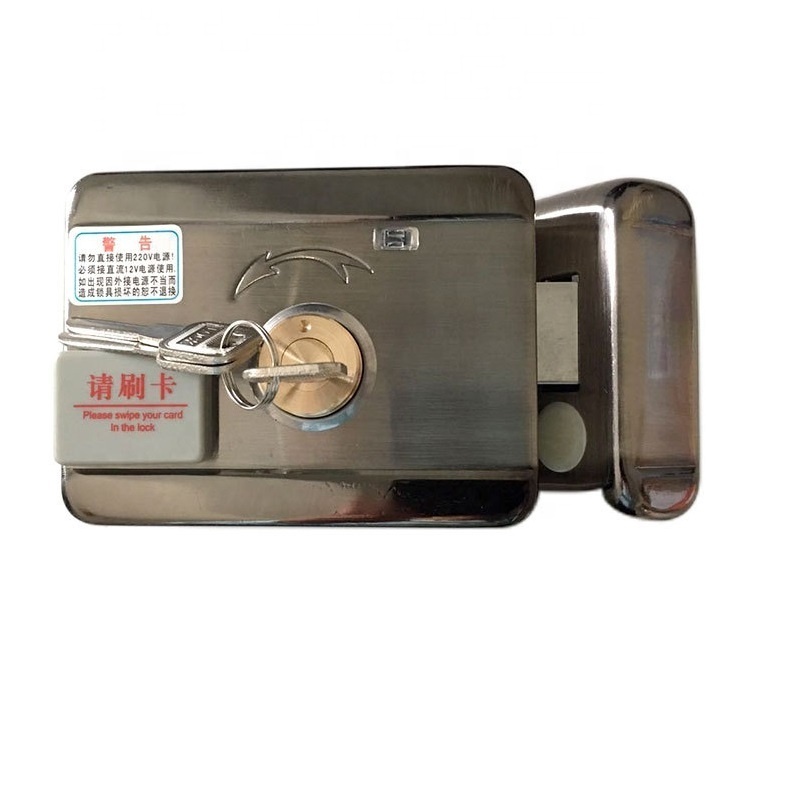 Iron Metal Wooden Door Electric Lock Rim Door Lock with rfid card and remote control for gate door