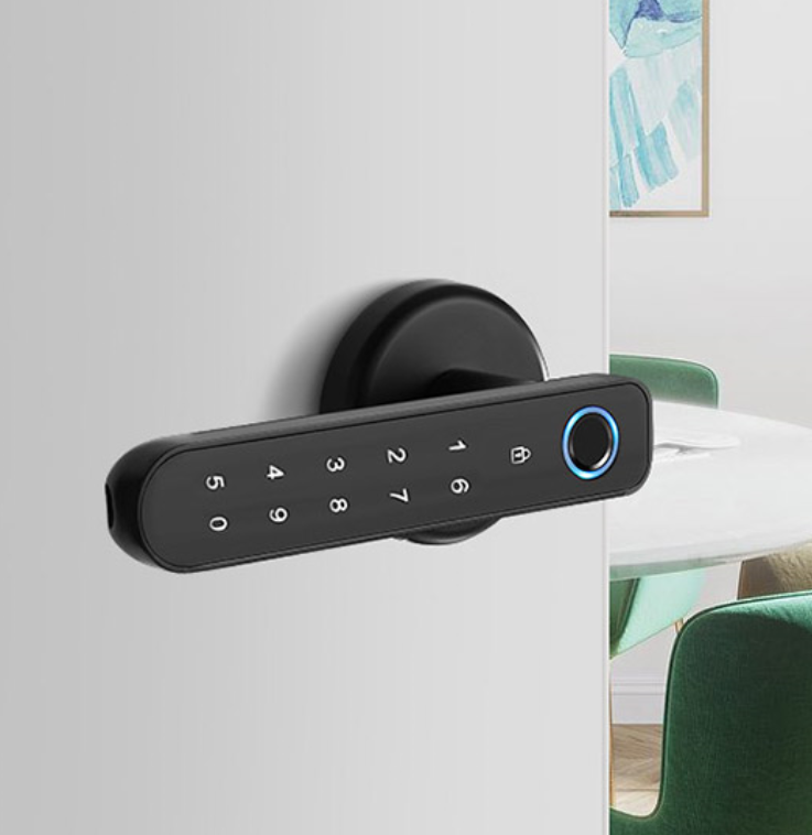 Smart Wireless Bluetooth Interior Door Biometric Fingerprint Password Code Lock with Door Handle with WIFI gateway optional