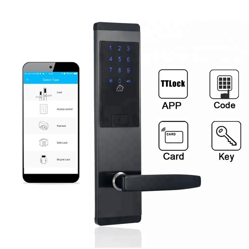 New Smart Phone APP TTLock Wireless BLE RFID Door lock for wooden door with wifi optional