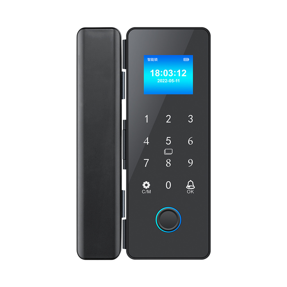 Wireless Tuya  Smart Phone APP Biometric Fingerprint Glass Door Lock supports IC Card and code